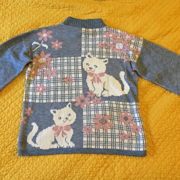vintage cat and flowers turtleneck sweater - Picture 2 of 4